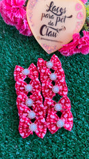 Laço de Cabeça Rosa com Corações - 10 unidades