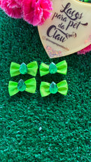 Mini Laços Verde com Pedraria Verde - 10 unidades