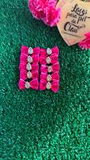 Mini Laços Rosa com Pedraria Branca - 10 unidades